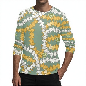 Heat Transfer High Quality Custom Casual Men's Long Sleeve T-Shirt Print Demand Breathable Eco-Friendly Maile Pikake <b>Lei</b> Fashion - Product Image 4