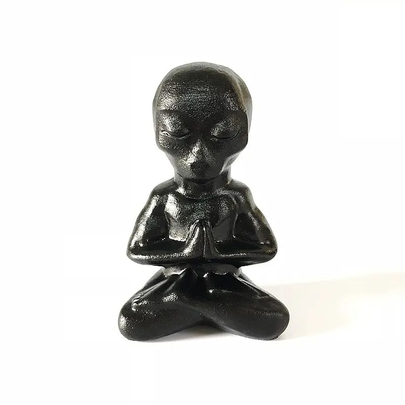 도매 손 새겨진 천연 크리스탈 로즈 쿼츠 흑요석 외계인 조각 공예 이국적인 부처님 장식