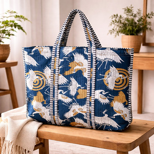 Bolso Tote de Algodón con Estampado de Pavo Real a Rayas, Estilo DE MAISON, con Cierre de Cremallera, Gran Capacidad, para Mujer, para Todas las Temporadas, para Compras - Product Image 3