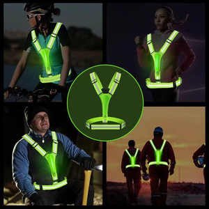 三级可调发光二极管反光跑步背心USB充电电缆充电带弹性安全服 - Product Image 5