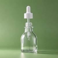 Vente en gros de flacons compte-gouttes transparents en verre épais de 50 ml en stock, emballage cosmétique en verre.