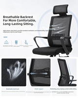 Chaise de bureau ergonomique moderne en maille, pivotante et réglable avec protection lombaire pour le travail sur ordinateur et les conférences