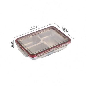 304 Stainless Steel Cute Kindergarten <b>Lunch</b> <b>Box</b> Plastic Lid School Student Meal Storage Divided Tray Grade Leak Proof Heatable - Product Image 4