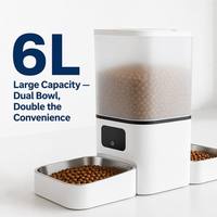 6L WLAN-App 1080P HD-Kamera Intelligenter Automatischer Doppelnapf-Futterautomat mit Sprachsteuerung für Katzen und Hunde