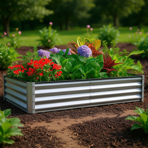 Jardinière surélevée en métal galvanisé DB 8x4x1 pieds pour l'extérieur, potager et fruitier, bac à plantes ondulé durable - Product Image 2