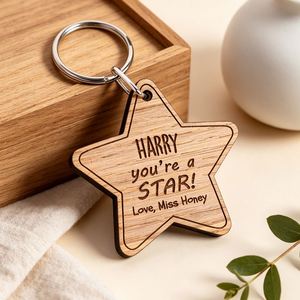 Custom Star Shape <b>Wooden</b> Keychain Laser Engraved Personalized Name-Durable Eco-Friendly Graduation <b>Gift</b> for Students Teachers - Product Image 4