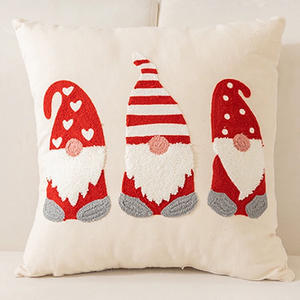 Capa de Almofada Personalizada de Natal Bordada em Algodão Vermelho com Floco de Neve, 18 * 18 Polegadas - Product Image 3