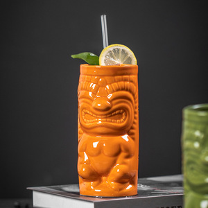 Coppette da Cocktail in rilievo classiche in ceramica Hawaii con smalti massicci, <span class=keywords><strong>vetro</strong></span> Tiki personalizzato senza manico - Product Image 3