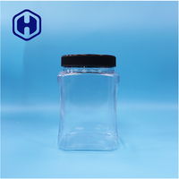Pot à bonbons en PET transparent carré de 2250 ml avec couvercle à vis anti-fuite sans BPA de qualité alimentaire pour les collations, les biscuits