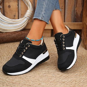 Zapatillas Deportivas con <span class=keywords><strong>Plataforma</strong></span> de Goma y Cordones, Decoración Metálica, Diseño de Parches en PU, Estilo 2026, para Mujer, Uso Diario, Casual y al Aire Libre - Product Image 2