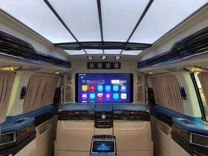 Nouveaux sièges de voiture électriques rétractables en cuir véritable rouge, avec bar pliant, commande par écran tactile et réfrigérateur électronique - Product Image 4