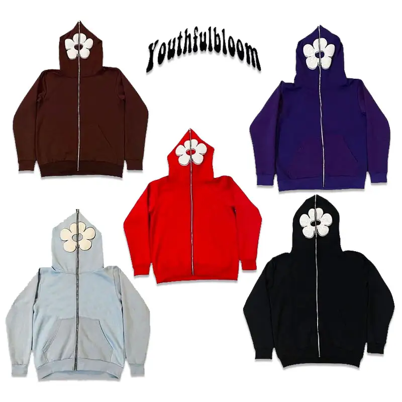 Custom High Quality Blank Fleece Mens Zip Up Heavyweight Hoodie Streetwear Full Zip Up Hoodie Custom Logo Full Face Zip Hoodies