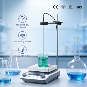Agitatore Magnetico con Piastra Riscaldante Digitale, Controllo Temperatura PID, 2000 Giri/min, 300°C, per <span class=keywords><strong>Chimica</strong></span> e Biologia da Laboratorio - Product Image 6