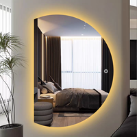 Miroir LED rond mural moderne de grande taille avec éclairage irrégulier pour salon, hôtel, salle de bain