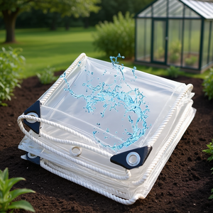 Telo Trasparente in PVC 2,44m x 3m per Copertura Serra con Bordi in Corda per Protezione Crescita Piante - Product Image 2