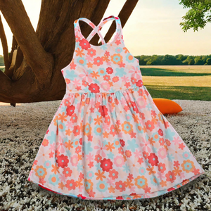 Robe trapèze respirante pour filles, personnalisée ODM, en tissu coton 230g, dos nu, longueur genou, bretelles réglables, à pois - Product Image 5