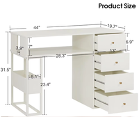 Table de manucure moderne pour une seule personne avec plateau en bois, éclairage LED et 4 tiroirs pour salons de beauté haut de gamme