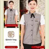 Uniforme de serveuse de Restaurant professionnel d'été pour femmes ensemble de chemise à manches courtes pour accessoires de caissier de réception d'hôtel
