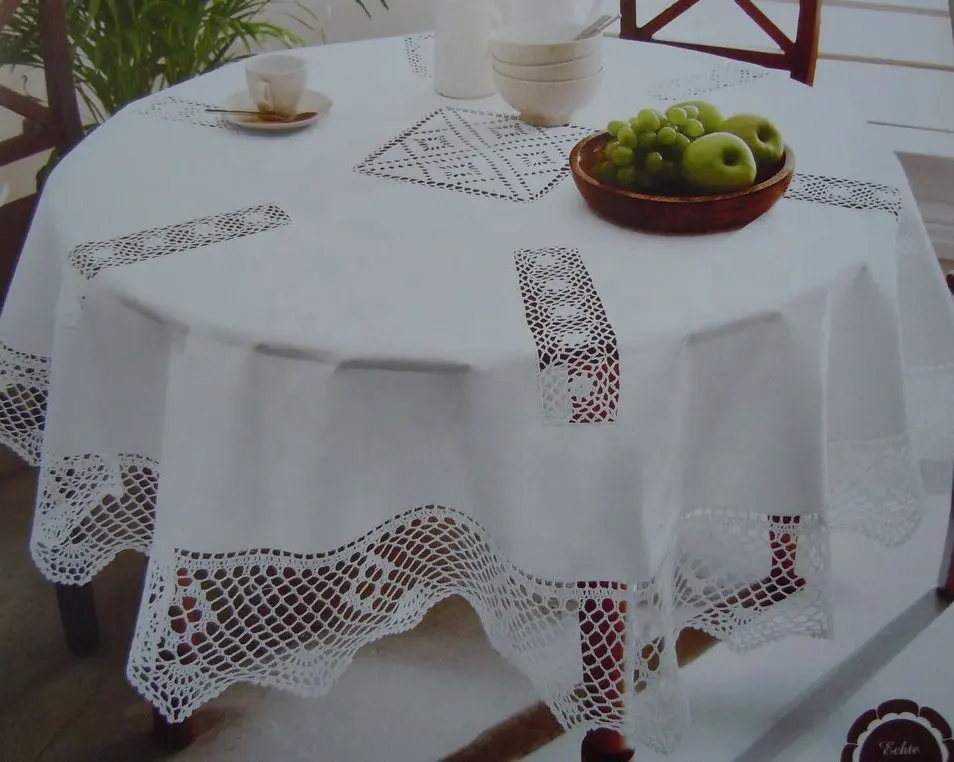 RT17019 100% Cotton and Hand crochet Table Cloth