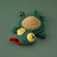 Sous-verres plats en crochet amusants en forme d'animaux (grenouille, écureuil, tortue, rat) pour tasses à café et décoration intérieure