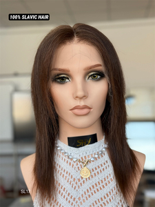 Prêt à expédier perruques cheveux humains brun médical PU pleine dentelle perruque 100% cheveux slaves pour la perte de cheveux alopécie - Product Image 5