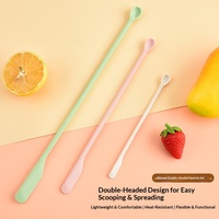 Ensemble de 3 mini-racloeurs multifonctionnels en silicone - Spatule à long manche pour bouteilles cosmétiques, confiture et fond de teint liquide