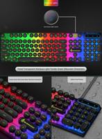 Clavier et souris lumineux de style punk rétro, touches rondes, clavier et souris de jeu lumineux filaires