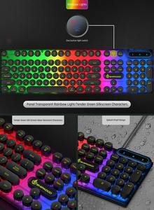 Punk Luminous <b>Keyboard</b> and Mouse Retro Punk Round Keycap Wired Luminous Gaming <b>Keyboard</b> and Mouse Set - Product Image 4