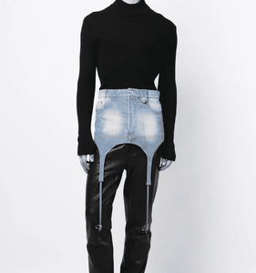 Unisexe Femmes et Hommes Coton Y2K Vintage Jarretière Stonewashed Denim Jupe Denim Jarretière Jupe - Product Image 3