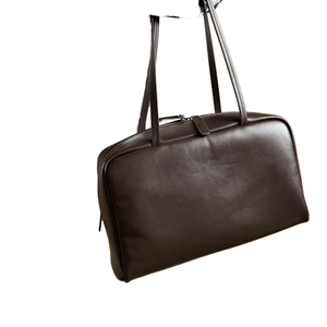 Nuevo Bolso Tote Minimalista de Cuero Genuino con Correa de Hombro Individual, Cierre de Cremallera, Estilo Retro Europeo Americano, Bolso de Mano para Mujer - Product Image 3