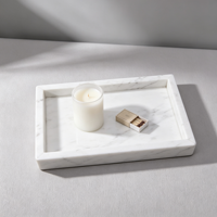 Plateau de vanité en marbre blanc, plateau de rangement en pierre naturelle, organisateur de comptoir de salle de bain, plateau décoratif pour cosmétiques, maison, hôtel, table