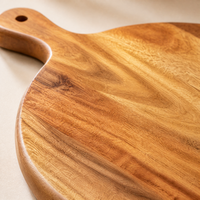 Planche de service ronde en bois d'acacia avec poignée pour pizza, nouveau design