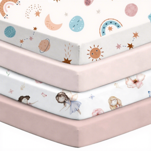 Vente en gros d'usine/OEM, drap de <span class=keywords><strong>lit</strong></span> pour berceau adapté aux berceaux standard et aux matelas pour nourrissons, housse de <span class=keywords><strong>lit</strong></span> pour enfants, ensemble de quatre pièces - Product Image 4