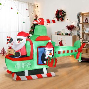 ป้ายตกแต่งคริสต์มาสรูปซานตาค<span class=keywords><strong>ล</strong></span>อสบินบนเครื่องบินขนาด 6.4 ฟุต พร้อมเฮลิคอปเตอร์ซานตาคลอสเป่า<span class=keywords><strong>ล</strong></span>มมีไฟ LED สำหรับตกแต่งภายนอก - Product Image 2