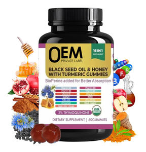 Caramelle Gommose OEM all'Olio di Semi Neri con Curcuma BioPerine Aceto di Mele Biotina Zinco Vitamine C D3 B12 per Capelli Pelle Unghie - Product Image 1