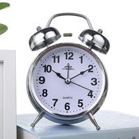 Jam Alarm Analog Twin Bell dengan Tampilan Jarum Kuarsa Plastik ABS dan Lampu Latar untuk Kamar Tidur Dapur