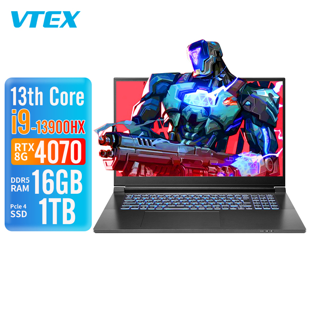 17.3 Inch 1T Pcie4.0 I9 13900Hx Wi-Fi 6E Ax21 Bt Cnvi M.2 2230 Laptop Computer Customized Rtx 4060 Gaming Computers Laptops