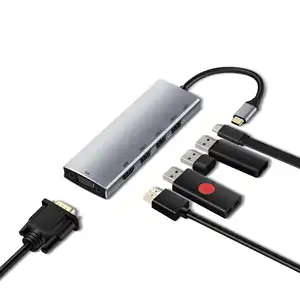 רכזת 6 ב-1 סוג c רכזת USB 3.1 סוג-c ל-HDMI VGA 3 USB 3.0 PD טעינת רכזת מתאם 6 ב-1