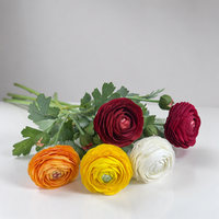 2 Tangkai Bunga Ranunculus Buttercup Artificial Real Touch, Rasa Lembut Seperti Asli, untuk Dekorasi Rumah, Pernikahan, Hari Ibu, Thanksgiving