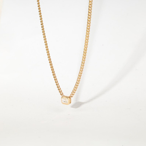 Collar de Cadena con Diamantes Naturales en Oro Amarillo de 18K, Diamante Solitario Cultivado en Laboratorio con Corte Esmeralda, Joyería Fina Elegante para Bodas - Product Image 2