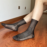 Chaussettes habillées noires respirantes pour hommes, à motif ondulé, en nylon, à bord souple sans rehaussement, couleur unie