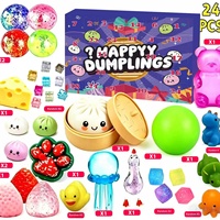 Coffret Cadeau de Noël Calendrier de l'Avent 24 Pièces : Jouets Squishies Dumpling à Rebond Lent, Extensibles et Anti-stress, Boîte Mystère