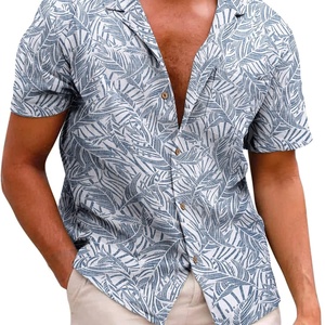 Chemise Hawaïenne Vintage Sans Manches en Twill pour Homme, Imprimé Floral Tropical, Fermeture à Boutons Corne, Anti-UV, Séchage Rapide, Idéale pour les Fêtes Estivales - Product Image 2