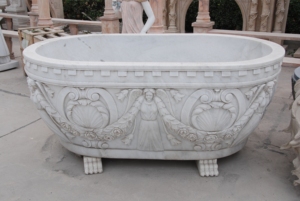Nhà sang trọng trong nhà thiết kế hiện đại freestanding Tay Chạm Khắc bồn tắm màu be đá cẩm thạch đá bồn tắm đá cẩm thạch tự nhiên bồn tắm - Product Image 5