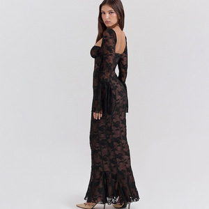 Abito casual elegante alla moda estivo <span class=keywords><strong>con</strong></span> colletto quadrato Sexy per feste a <span class=keywords><strong>maniche</strong></span> lunghe - Product Image 3