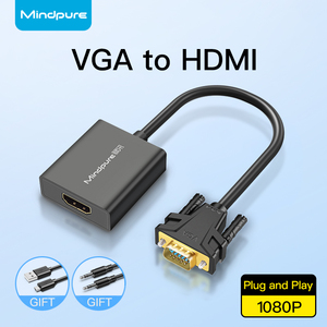 <span class=keywords><strong>Adaptateur</strong></span> convertisseur VGA vers <span class=keywords><strong>HDMI</strong></span> Mindpure 1080P 60Hz avec puce Macro-Silicon MS9288A et alimentation Micro USB 3,5 mm pour ordinateur portable, PC, TV - Product Image 1