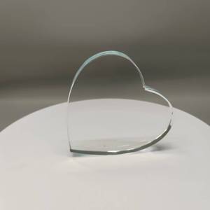 Forma de corazón Patrón imprimible en blanco Texto Vidrio en blanco Regalo Transparente Personalizar Grabado Cristal Marco de fotos en forma de corazón - Product Image 5