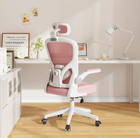 Chaise de bureau ergonomique en maille respirante avec dossier réglable, accoudoirs relevables, pivotante, design moderne, mécanisme de levage, pour la maison et l'ordinateur