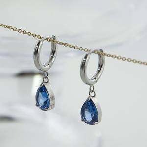 Anting-anting liontin zirkon pear trendy berlapis emas baja tahan karat 316L baru tahun 2026 untuk wanita - Product Image 4