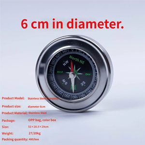 Boussole de poche en acier inoxydable avec cadran à aiguilles, type montre-bracelet, accessoires portables pour le camping et les activités de plein air, vente en gros - Product Image 4